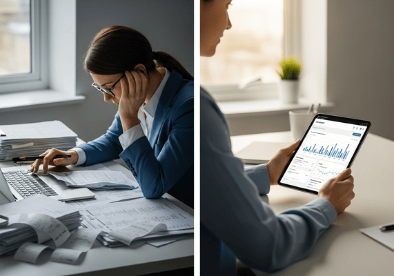 Comparativo entre gestão manual de contas e automação inteligente